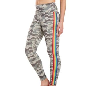 Spiritual Gangster Essential Camo Rainbow Stripe High-Waist Leggings - Size M